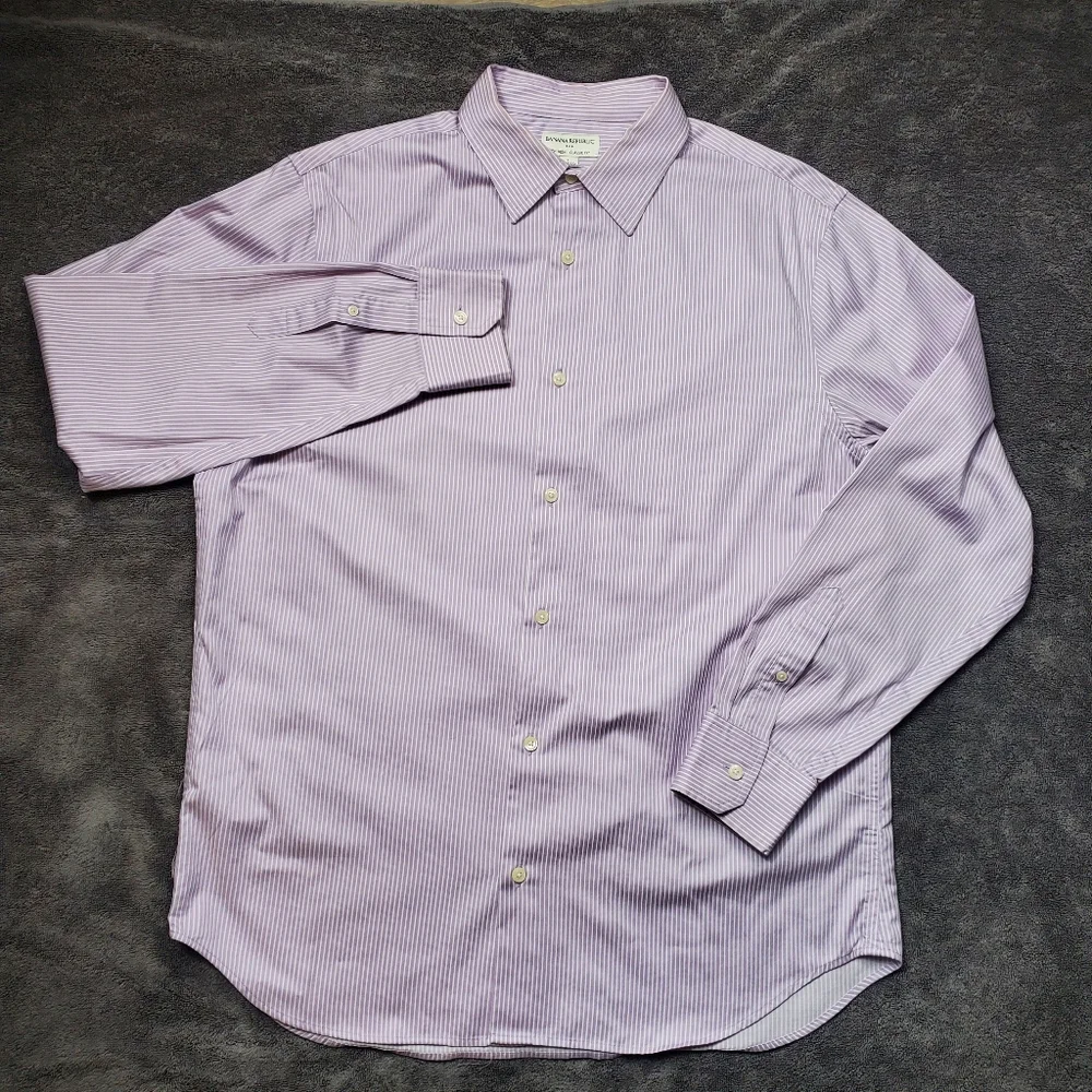 Banana Republic Mens L 16-16.5 Classic Fit Purple Stripe Dress Shirt 100% Cotton
